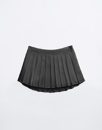 High Waisted Plain Pleated Mini Skirt