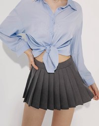 Mini SKORT Preppy High Waisted Pleated Mini Skirt With Inner Shorts