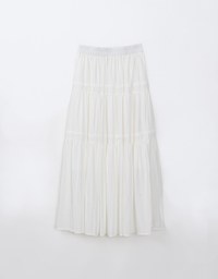 High Waist Plain Ruffled Hem Maxi Skirt