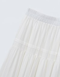 High Waist Plain Ruffled Hem Maxi Skirt