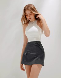 Casual Double Belt Slit Cargo Skort