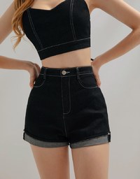 Fashionable Stitched Jeans Denim Short