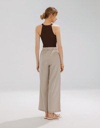 Cooling Fabric Simple Plain High Waisted Pants Culottes