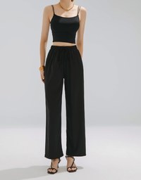 Cooling fabric Simple Plain Drawstring High Waisted Pants Culottes