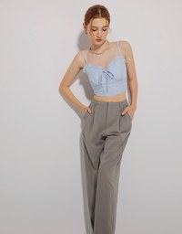 Concealed Placket Pleated Long Pants