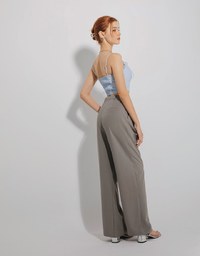 Concealed Placket Pleated Long Pants