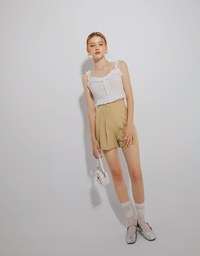 Pleated Waistless Suit Shorts