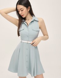 Adventure Style Shirt Vest Short Dress (With Belt)