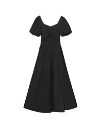 French Retro Hollow Puff Short Sleeve Dress