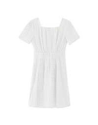 French Embroidered Hollow Tie Mini Dress