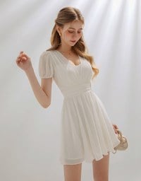 Sheer Layered Padded Mini Dress