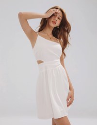 Beveled Hollow Side Ruched Mini Dress