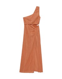 One Shoulder Hollow Jacquard Side Slit Maxi Dress