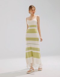 Bohemian Boho Style Tassel Woven Maxi Dress