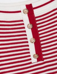 French Striped Knit Tie Mini Dress