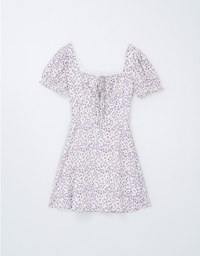 French Floral Tie Mini Dress