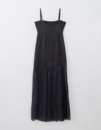 Glossy Satin Splice Cami Padded Maxi Dress