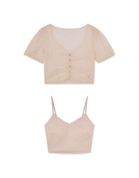 Set Wear of Sweetheart Sheer Top and Elastic Padded Vest