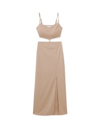 Sexy Hollow Slit Spaghetti Strap Padded Maxi Dress