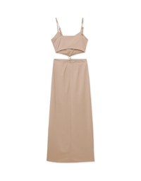 Sexy Hollow Slit Spaghetti Strap Padded Maxi Dress