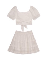 2 Way French Tie Strap Top And Short Skirt Set Wear