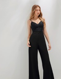 French Style Eyeleash Embroidered Padded Jumpsuit