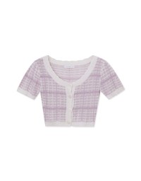 Tweed Plaid Trim Knit Top