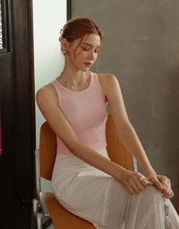 Embroidered Daisy Knit Tank Top