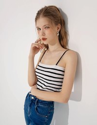 Striped Knit Cropped Cami Top