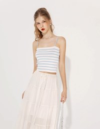 Striped Knit Cropped Cami Top