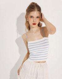 Striped Knit Cropped Cami Top