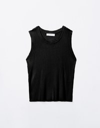 Round Neck Ribbed Knit Tank Top