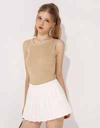 Round Neck Ribbed Knit Tank Top