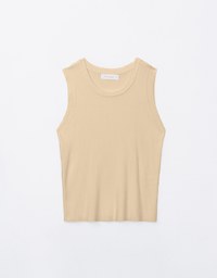 Round Neck Ribbed Knit Tank Top