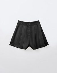 Textured Chiffon Pleated Shorts