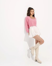 Textured Chiffon Pleated Shorts