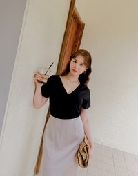 Korean Tencel Cool Fabric Anti Odor V Neck Top