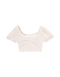 Gold Chain Ruched Ribbed Top