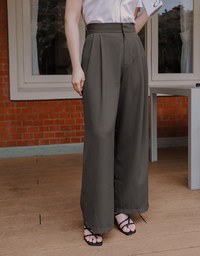 Sleek Hidden Placket Pleated High Waisted Wide Pants Culottes