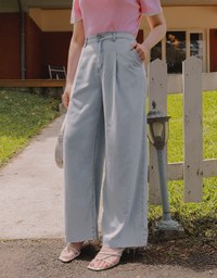 【Den!m LITE】Pleated Jeans Pants Extra High Waisted Wide Leg Pants Culottes