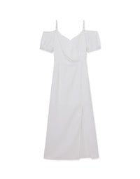 Elegant Pearl Strap Puff Sleeve Maxi Dress