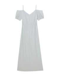 Elegant Pearl Strap Puff Sleeve Maxi Dress