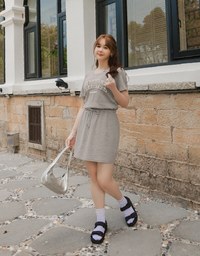 Muffin Texture Casual Drawstring Mini Dress