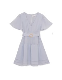 Layered Sheer Chiffon Mini Dress (With Belt)