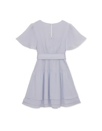 Layered Sheer Chiffon Mini Dress (With Belt)