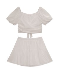 2 Way French Tie Strap Top And Short Skirt Set Wear