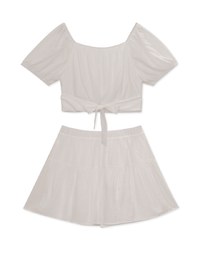 2 Way French Tie Strap Top And Short Skirt Set Wear