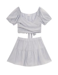 2 Way French Tie Strap Top And Short Skirt Set Wear