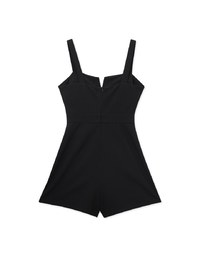 V Neckline Pleated Sleeveless Padded Playsuit