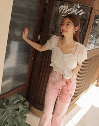 Sheer Hollow Tie Strap Cinched Top